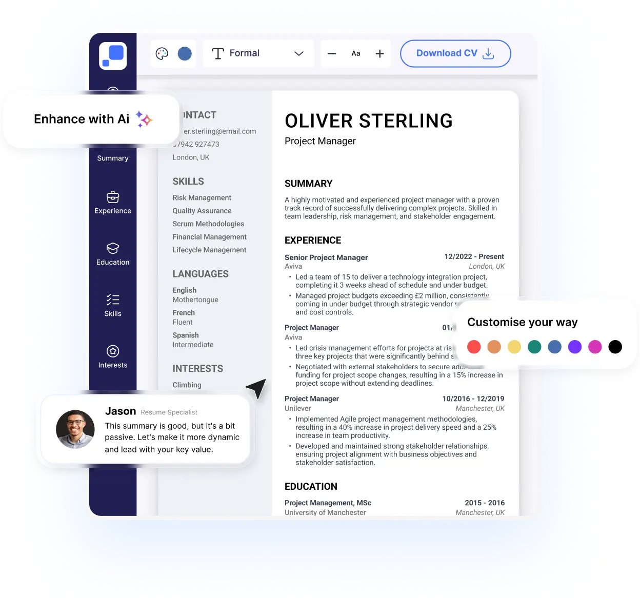 The easiest way to build your <span class="hero-title-span">standout CV</span>